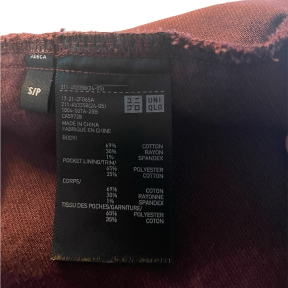 Burgundy Corduroy Cropped Jacket - Size Small - Picture 3 of 3